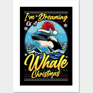 Funny Santa Whale Pun Mens Womens Ugly Christmas Orca Whale Posters and Art